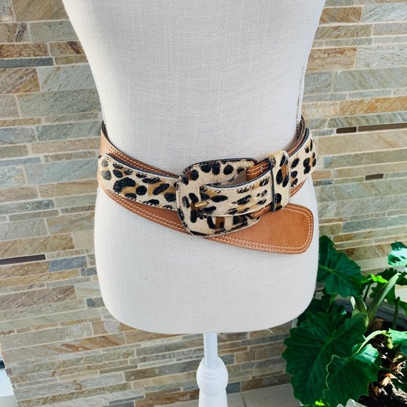 Anne Klein Accessories - ANNE KLIEN LEOPARD PRINT FAUX FUR & LEATHER BELT